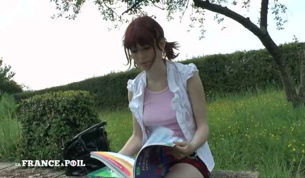 Redhead student gets banged outdoor